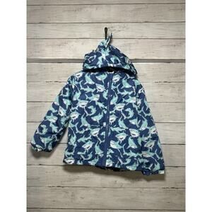 Mick Mack Toddler Boys 3T Fleece Lined Jacket Sharks Full Zip Hooded Blue Warm